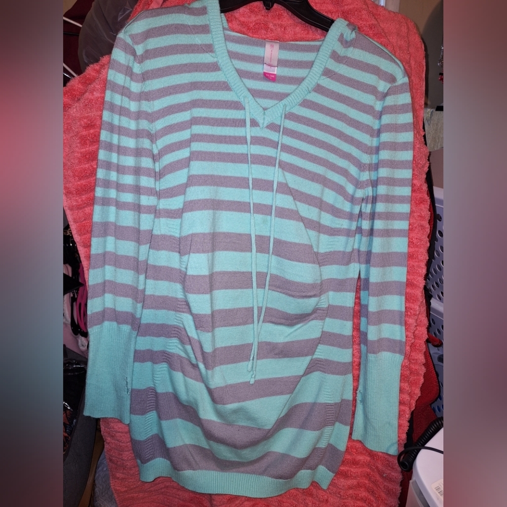 Light Blue Green and Grey hoodie dress